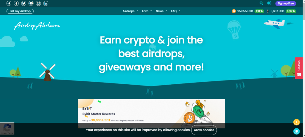 top crypto airdrop sites